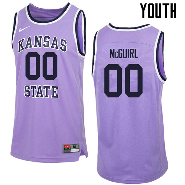 Youth #00 Mike McGuirl Kansas State Wildcats College Retro Basketball Jerseys Sale-Purple
